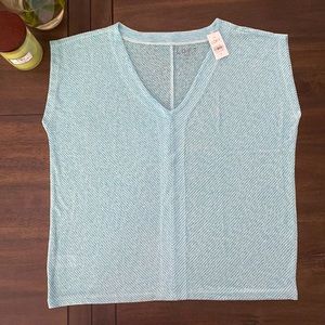 LOFT Blue Soft Stripe Summer Top Size Large. NWT